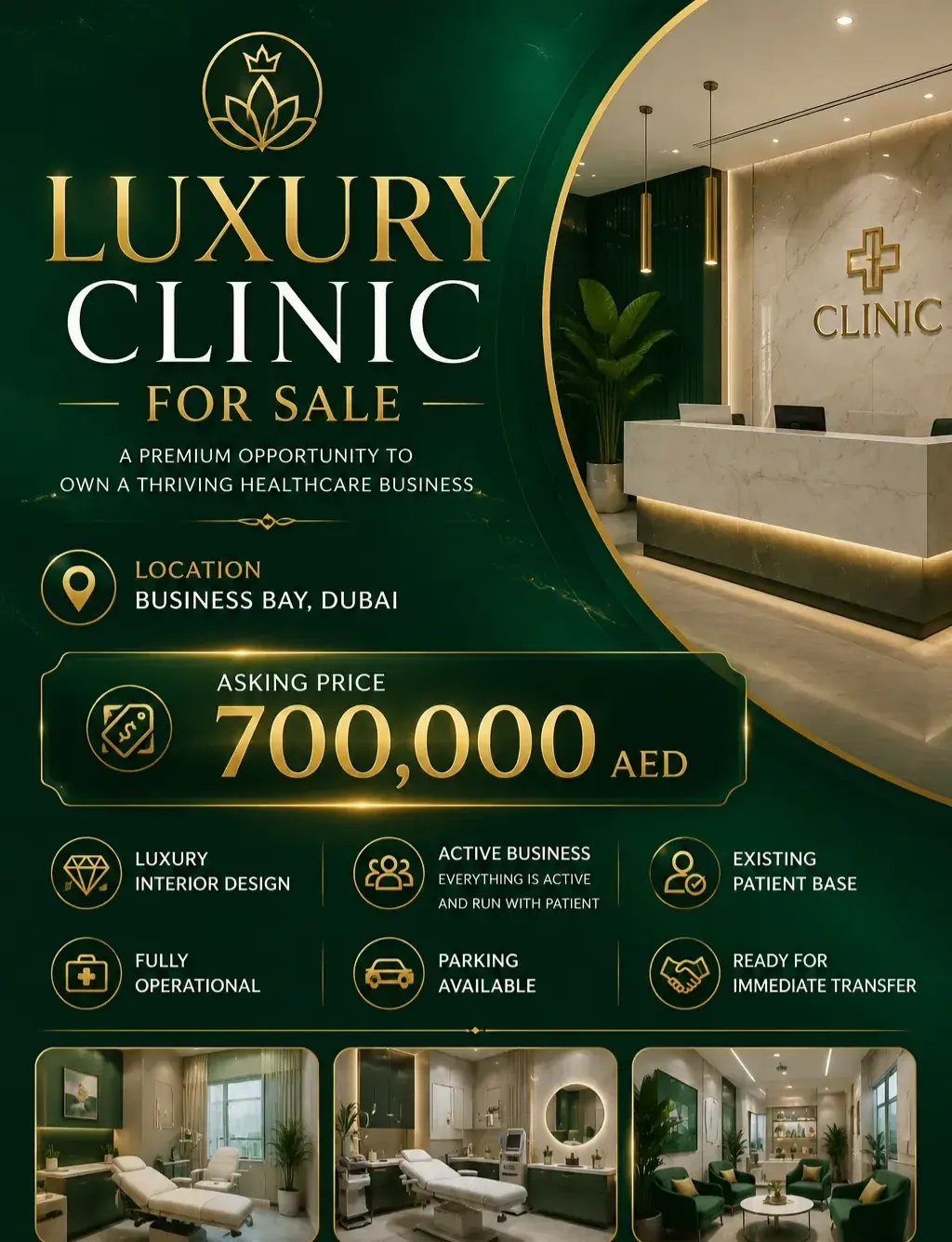 Fully Equipped Aesthetic & Wellness Polyclinic for Sale | Turnkey Medical Center UAE